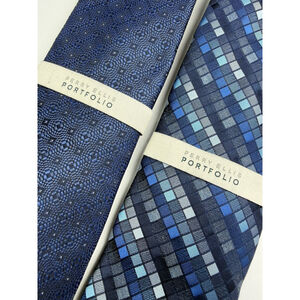 Perry Ellis Neck Tie Lot of 2 Shades of Blue Navy New
